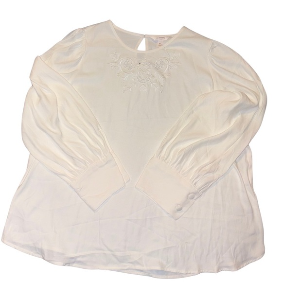 LC Lauren Conrad Cream Blouse w/ Embroidery NWOT - Picture 1 of 5